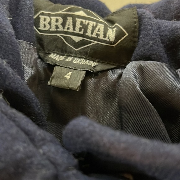 NWOT Braetan Girls Navy Wool Velvet Trim Winter Dress Coat and Hat SZ 4 - Picture 6 of 9